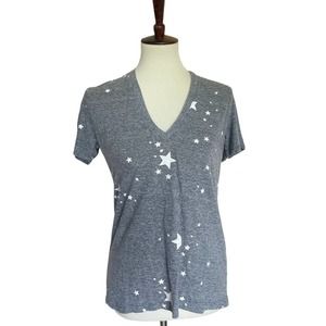 MONROW Star Dust V-neck Tee In Granite